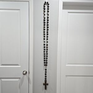 Oversized Vintage Wall Hanging Wooden Catholic Rosary